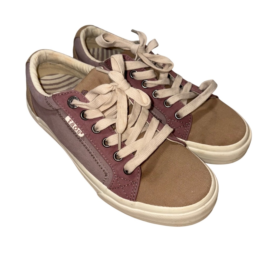 Taos Plim Soul Mauve Tan Canvas Low Top Sneakers Womens 7.5‎